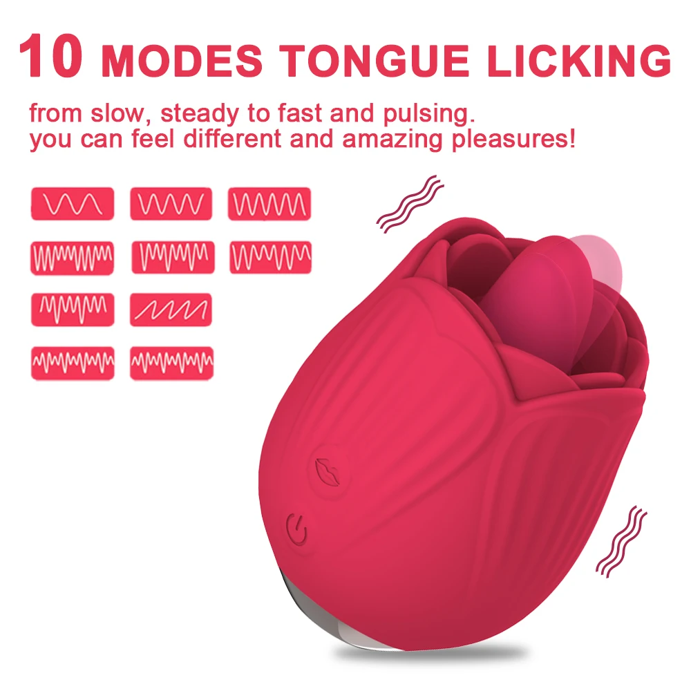 Rose Clit Vibrators for Women with Tongue Licking Vibrator Female Clitoris Stimulator Massager Sexy Toys Good_voghion.com