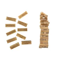 54pcs Ice Breaker Questions Tumbling Tower Game, Wooden Stacking Tower Games, For Team Party & Family Game Night 2
