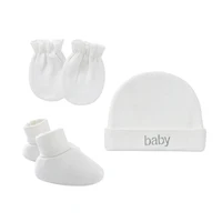 Newborn Birth Set Cotton Boy Girl Accessories Photography Props 3Pcs Set Baby Hat+Gloves+Foot Cover Anti Scratching Baby Stuff 2