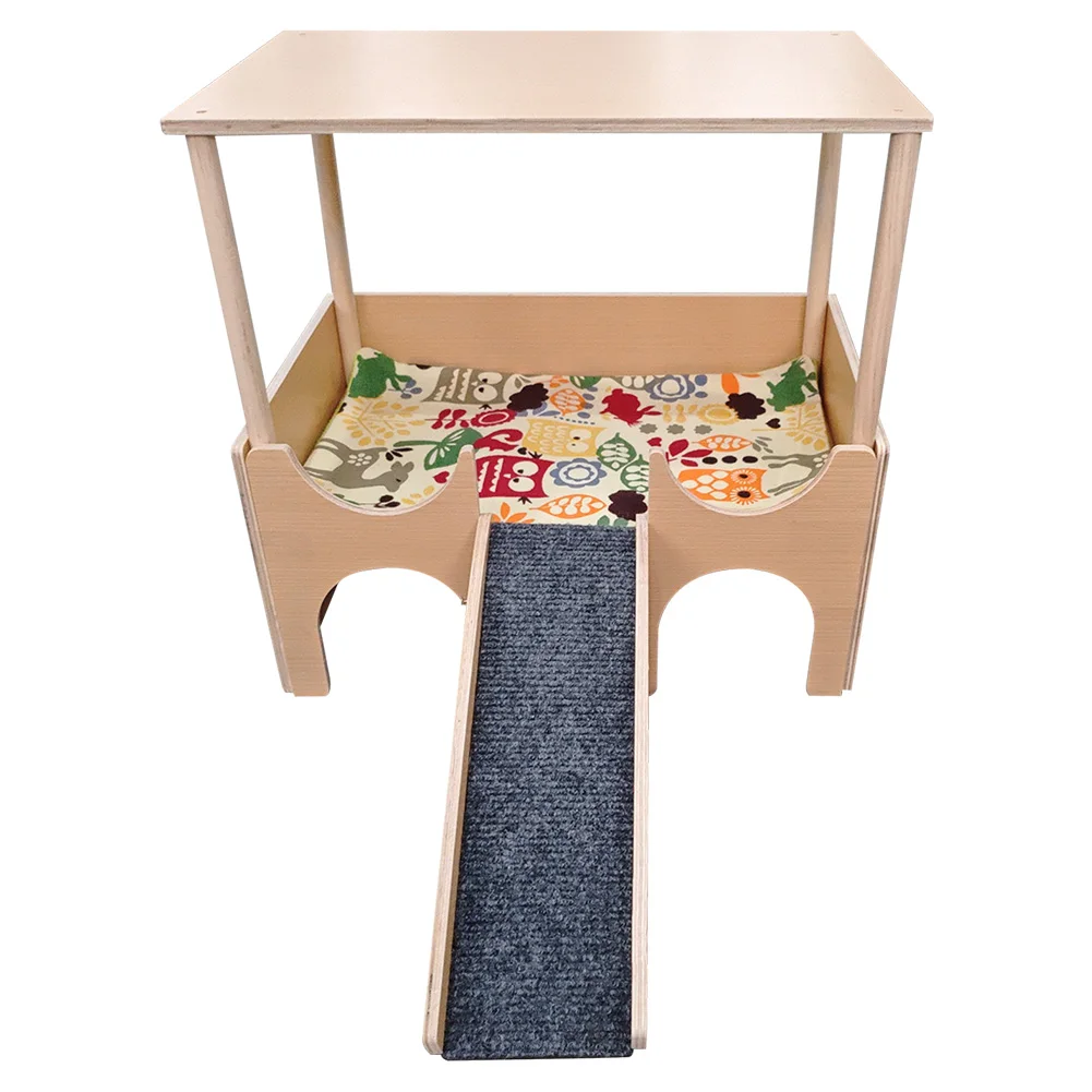 2-Tier Guinea Pig Hideout Wooden Guinea Pig Castle Small Animal House for Hamsters Bunny Chinchillas Playing Hiding