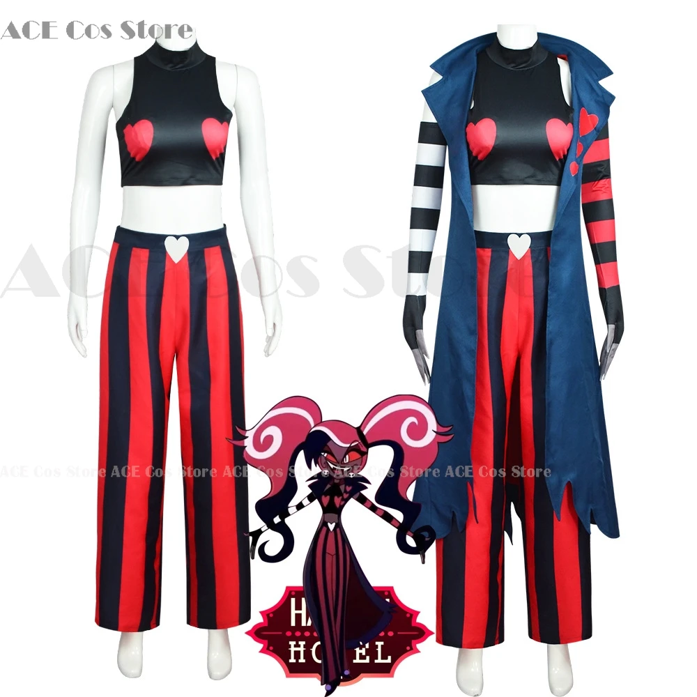 Hazbin Velvette Hotel Cosplay Outfit Costume Wig Earring 3V Vees VVV Halloween Party Demon Carnaval Anime Cosplay Women Clothes 31