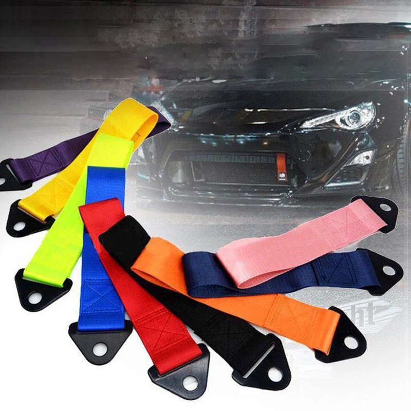 Universal 28cm High-Strength Nylon Tow Strap Car Racing Tow Ropes Auto Trailer Ropes Bumper Trailer Max 2T Towing Strap With Nut car tow cable,car towing rope,trailer breakaway rope