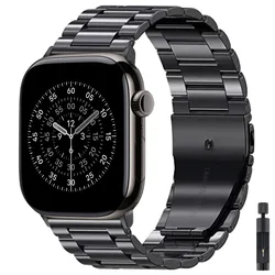 Premium Stainless Steel Metal Watch Strap for (S10 - 11 42mm)40 41mm (Black and tool)