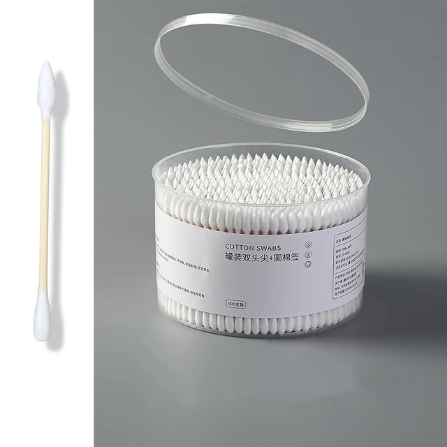 Hisopo de algodón de doble cabeza para mujer, herramientas para el cuidado de la salud, maquillaje, punta de madera, tornillo, palos, nariz, orejas, 500 piezas