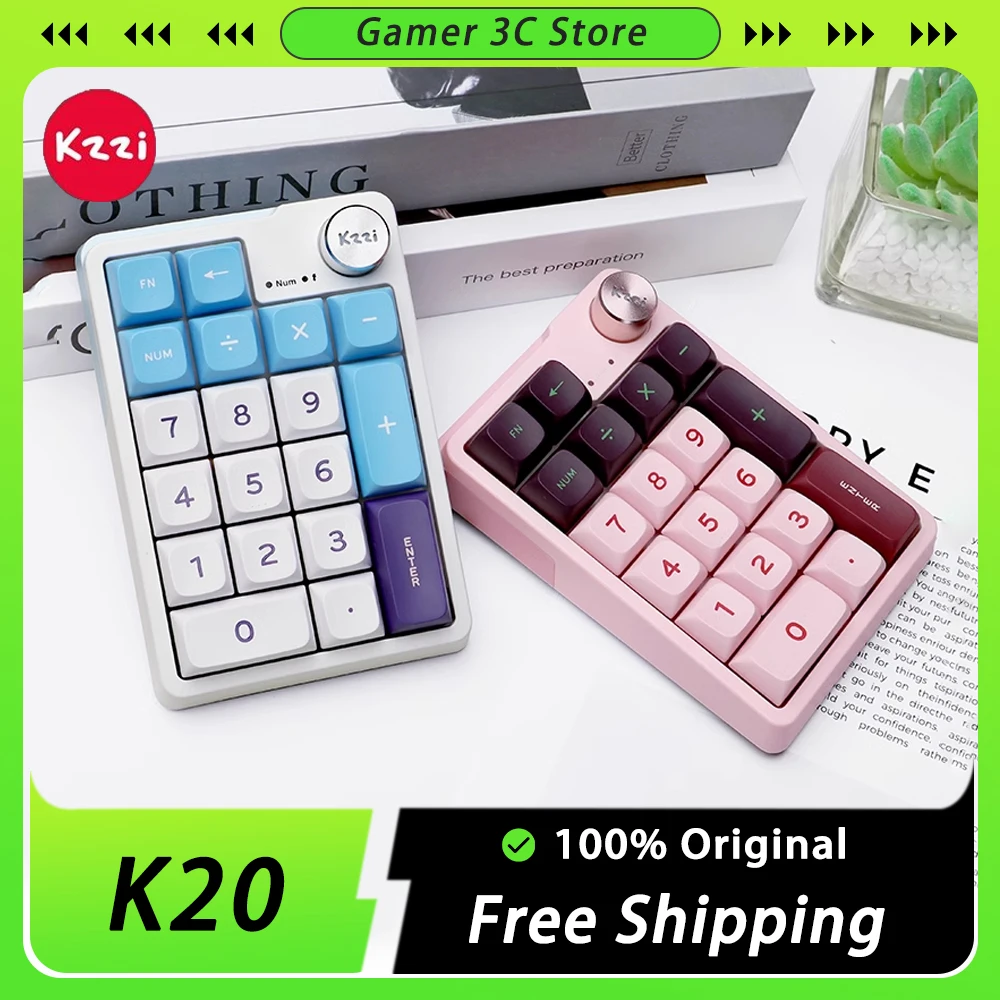 

Kzzi K20 Mini Keyboard Keypad Tri Mode Bluetooth Wireless Gasket Mechanical Keyboard Accessories For Computer Gaming Office Gift