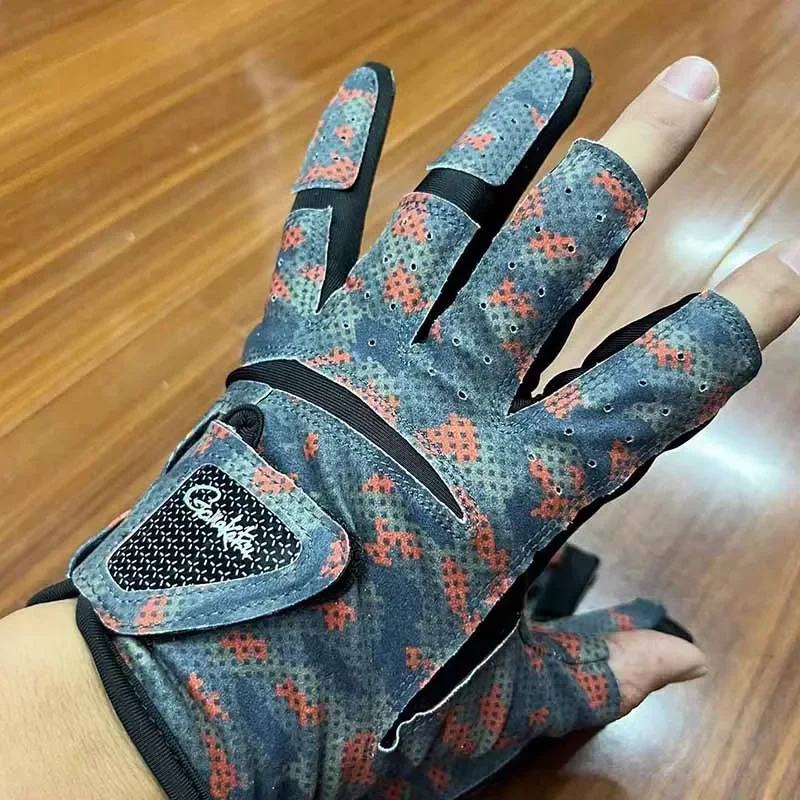 1 Pair Gamakatsu Fishing Gloves Breathable 3 Fingers Cut Anti Slip Sports Gloves Carp Fishing Cycling Kayaking fishing gloves