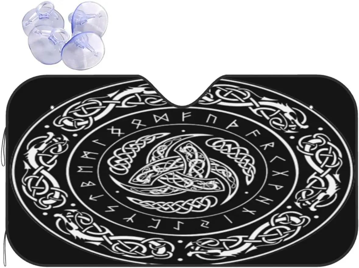 

Vikings Скандинавская мифология языческий символ лобовое стекло Солнцезащитный козырек для автомобиля передний козырек для защиты от солнца подходит для большинства автомобилей SUV Грузовик держать крутой автомобиль