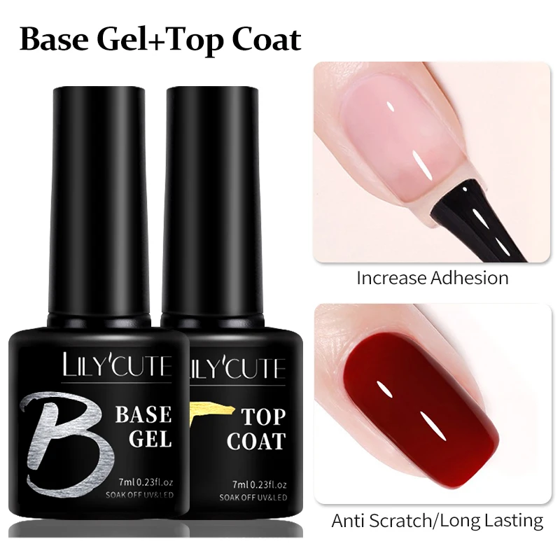 7ml Base Nowipe Top Coat Soak Off UV LED Gel Nail Polish Reinforcement Gel Semi Permanent Multifunction Varnishes LILYCUTE