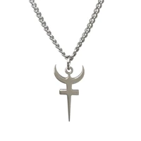 Hades Symbol Necklace Religious Trident Pendant Stainless Steel Ancient Greek Amulet Necklace Perfec Gift for Sailors Chain 24'' 1