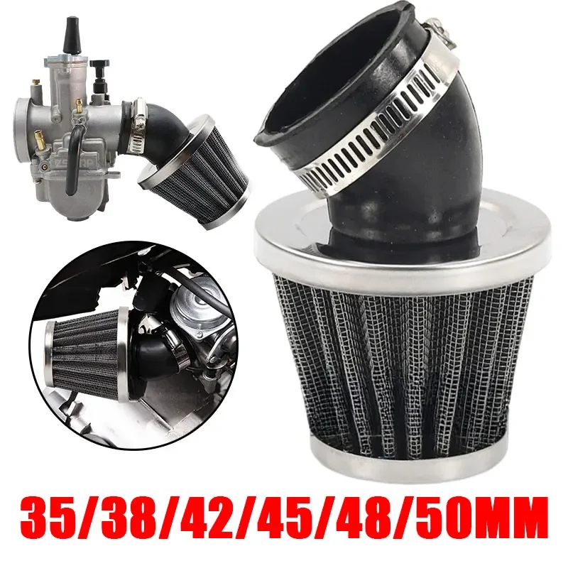Motorcycle Scooter Air Filter 35mm 38mm 42mm 45mm 48mm 50mm Bend Elbow Neck Motor Air Filter Cleaner for 50cc 110cc 125cc 140cc