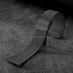 Premium Stainless Steel Quick Release Watch Strap - Universal 20mm/22mm Metal Band Bracelet - 22mm (Black)