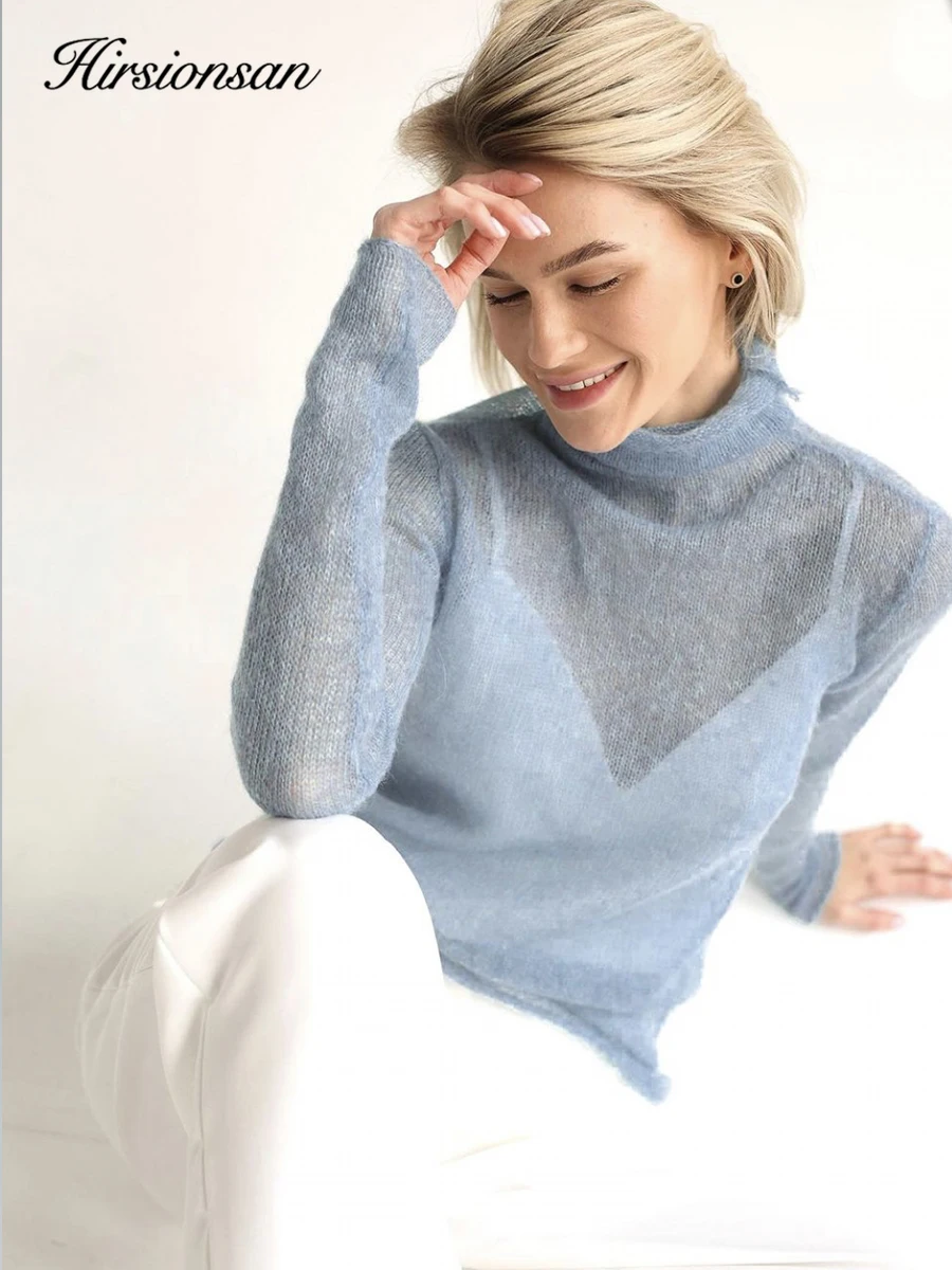 Hirsionsan Elegant Sweater Women 2026 Summer Autumn Casual Fashion Loose Women Pullovers Chic Brown White Jumper Sueter Mujer 6