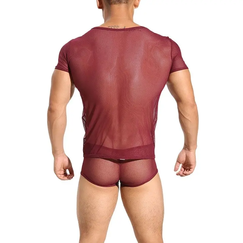 Pajamas Set Man Pajamas Set Breathable Mesh Pajamas for Men Solid Top Bottom Interior