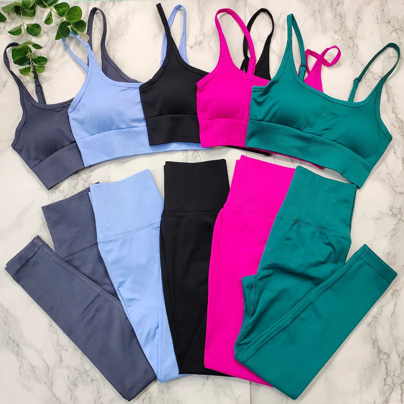 Seamless Fitness Suit Yoga Set Women Gym Clothing Push Up Workout Clothes for Woman Sportswear Scrunch Leggings Sports Bra Sets