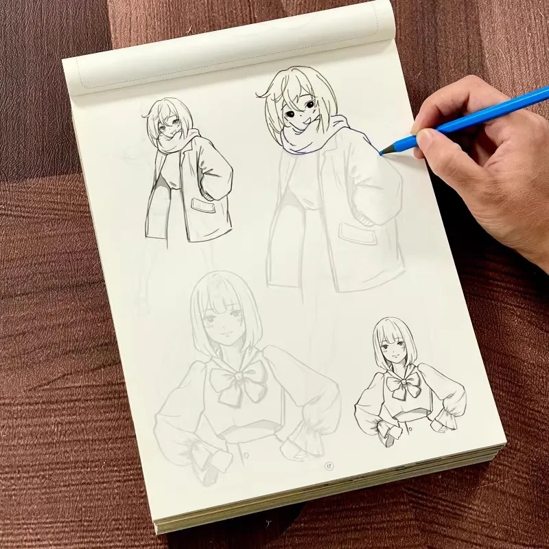 Libro di disegno anime da 72 pagine per bambini, quaderno per schizzi manga, quaderno di esercizi artistici per principianti - immagine 5