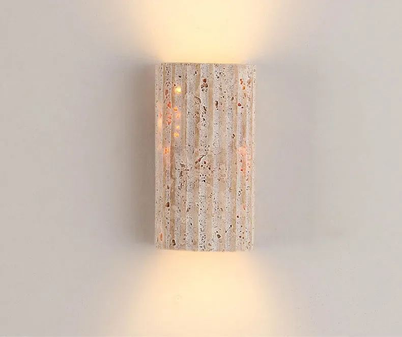 Yellow Travertine Stone Wall Mounted Lamp for Shop Restaurant Cafe Indoor Outdoor Decoration Sconce Light Background House