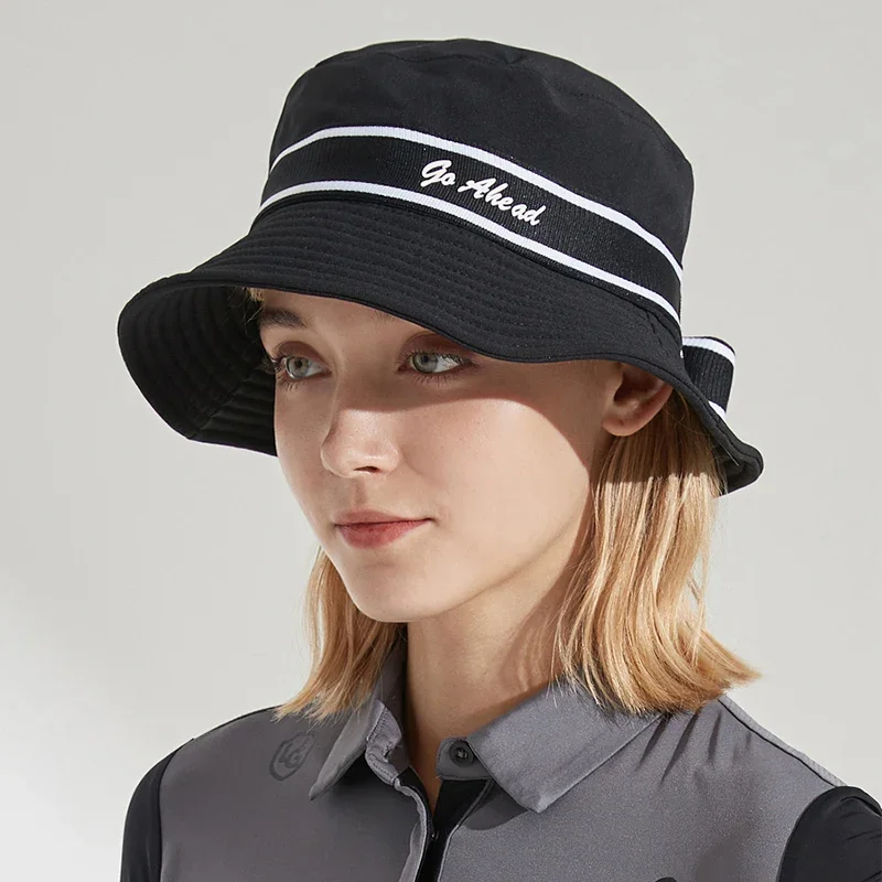 Love Golf Women Bow Wide Brim Golf Caps Ladies Sunscreen Fishermen Hats Female Breathable Bucket Sun Visor Quick Dry Travel Caps
