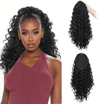18Inch Synthetic Drawstring Ponytail Extension Long Curly Clip in Hair Extensions Wavy Pony Tails Hairpiece for Women