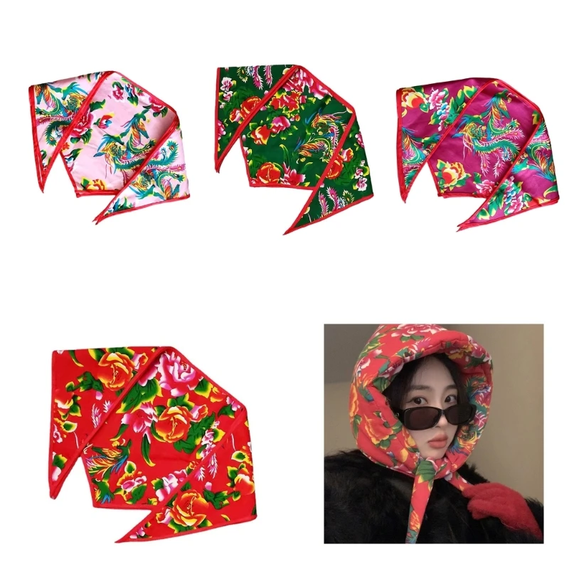 Floral Bandana Headdress Photo Props Handmade Headwear Headscarf Accessories Northeast Turban