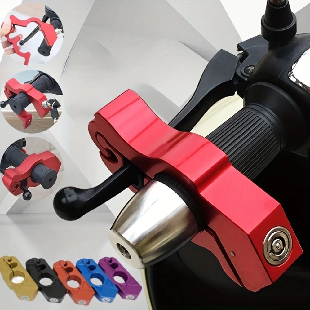 Motorcycle Portable Grip Lock Security Safety Handlebar Handset Locking Fit Scooter ATV Dirt Street Bikes Anti Theft