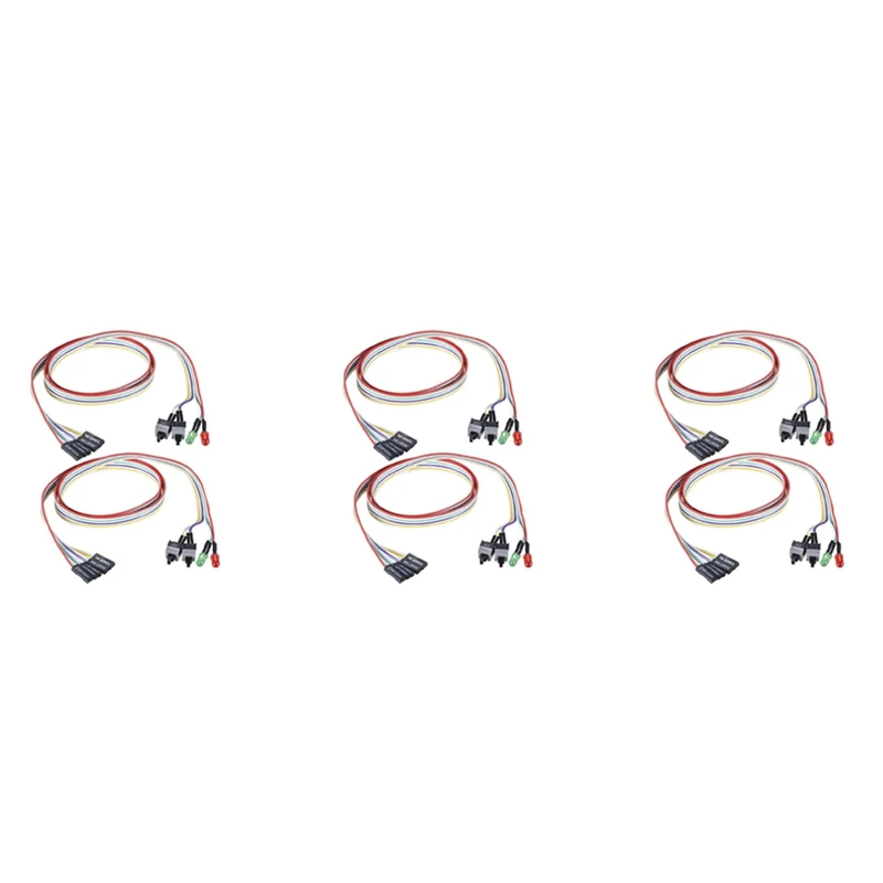 New-6Pcs Computer Case Atx Power On Off Reset Switch Cable Con 2 Led Light Red Green Atx Case Front Bezel Wire,65Cm