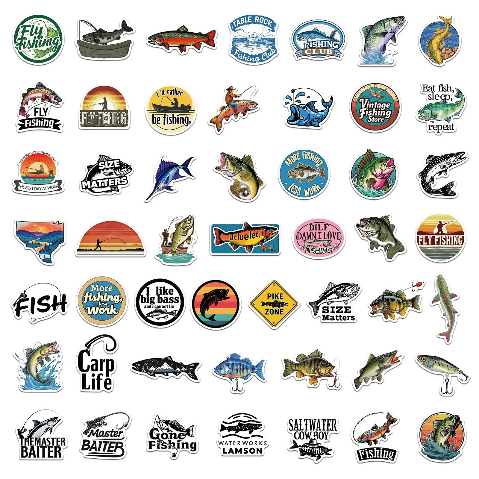 10/30/50PCS Sea fishing animals graffiti stickers skateboard phone guitar laptop waterproof cartoon stickers