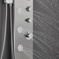 Bourdillat shower Panel Tower Rainfall Waterfall Shower 5 Body Jets and 3-Function Handheld, Stainless Steel Rain Massage System 2
