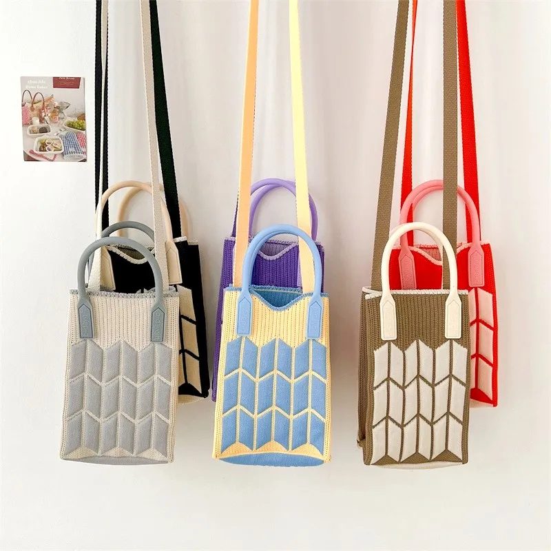 Handmade Knit Handbag Women Candy Color Crossbody Bag Japanese
