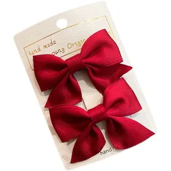 Set of 2 Adorable Bow Hair Clips for Girls - Sweet Summer Hair Accessories (Red)
