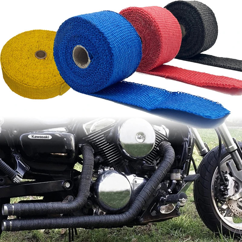 1.5M Rotolo In Fibra Di Vetro Scudo Termico Scarico Moto Nastro Termico Header Pipe Heat Wrap Tape Protezione Termica Accessori Moto