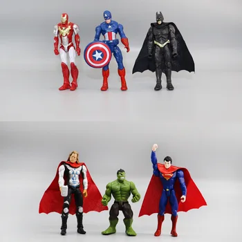 6PCS Marvel Avengers Iron Man Batman Hulk Doll Christmas Handmade Toys Children's Birthday Gift Action Figure