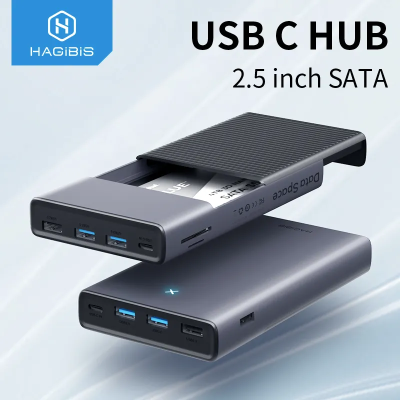 Limited smeltet Pounding Hagibis USB C HUB with Hard Drive Enclosure 2.5 SATA to USB 3.0 Type C  Adapter for External SSD Disk HDD case