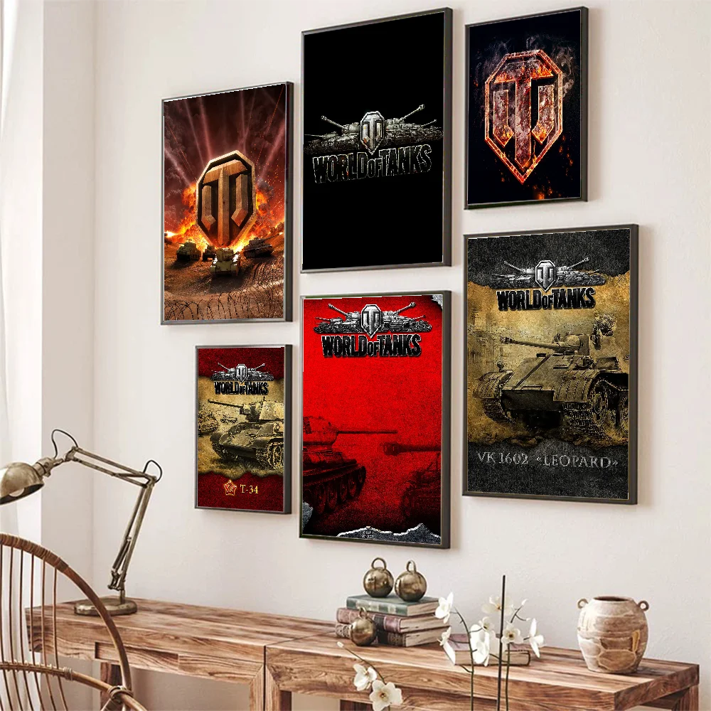 

World Of Tanks Poster Self-adhesive Art Poster Retro Kraft Paper Sticker DIY Room Bar Cafe Vintage Decorative Painting