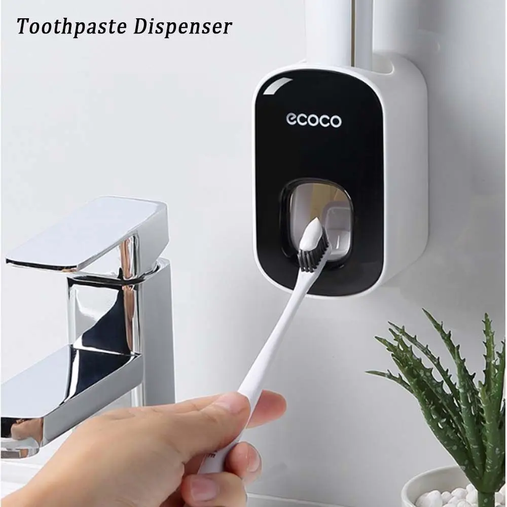 No-punch Lazy Wall Mount Useful Automatic Toothbrush Holder Toothpaste Squeezer Bathroom Accessories Toothpaste Dispenser Toothpaste Squeezer Toothpaste Dispenser