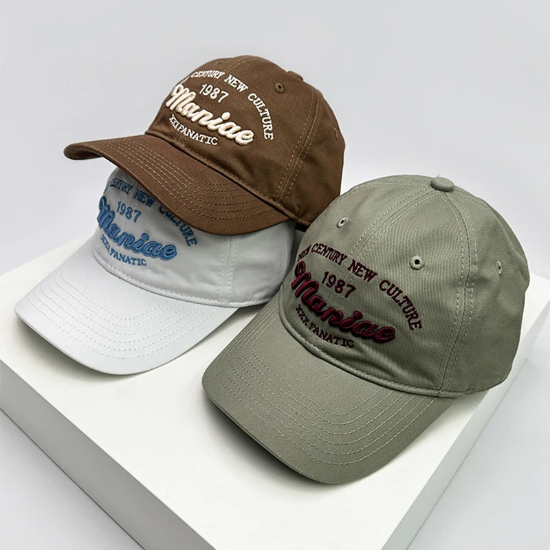 

New Men Women Korean Retro Embroidered Letters Baseball Hats Breathable Sunshade Versatile Couple Snapback Caps Fashion Student