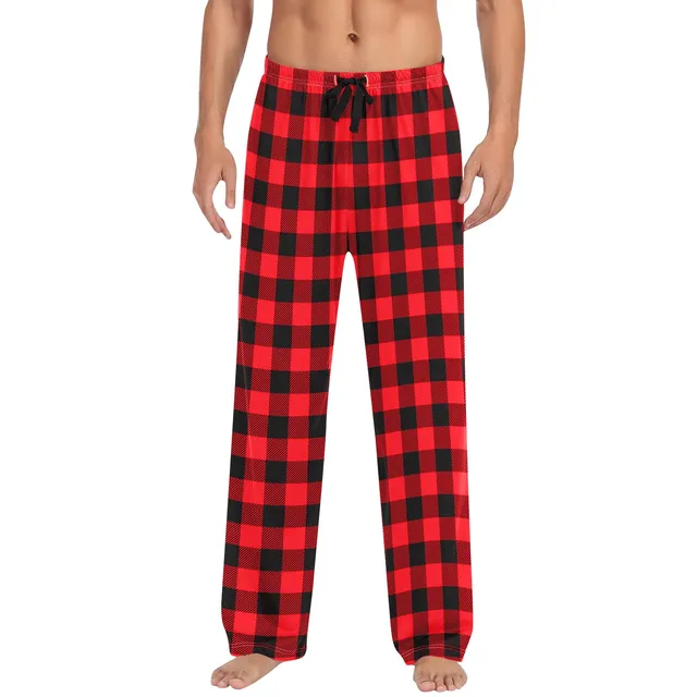 Fashion Men´s Casual Cotton Pajama Long Pant Soft Comfortable Loose Elastic Waistband Plaid Cozy Sleepwear Home Lounge Pants New