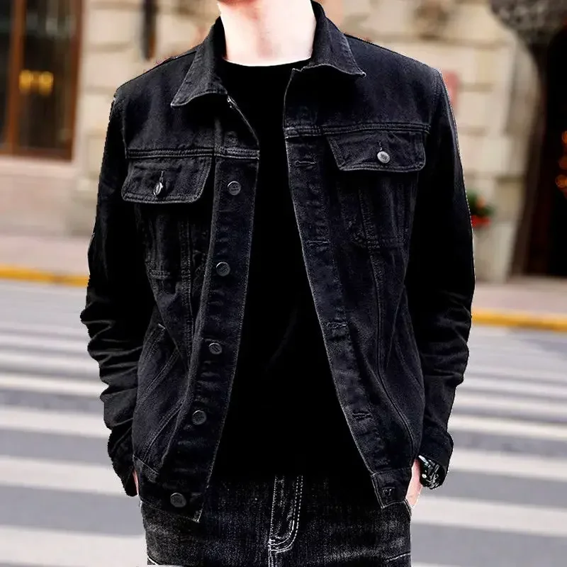 Chaquetas vaqueras para hombre, abrigo vaquero con botones negros
