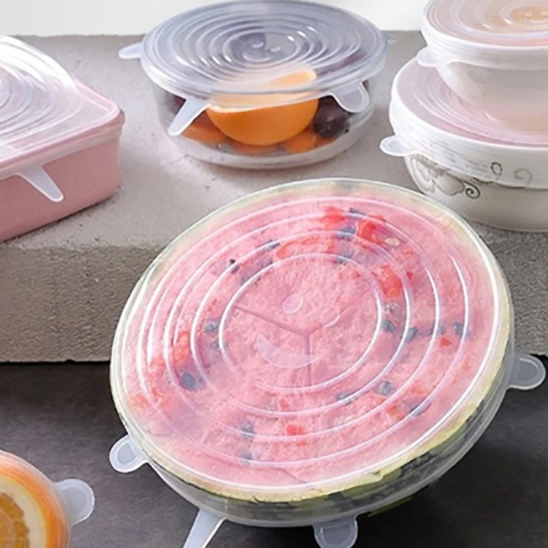 6pcs Silicone Covers Adaptable Silicone Lids Universal Dish Stretch Keeping Fresh Airtight Cover Food Lids For Kitchen food cover fresh keeping cover preservation cover