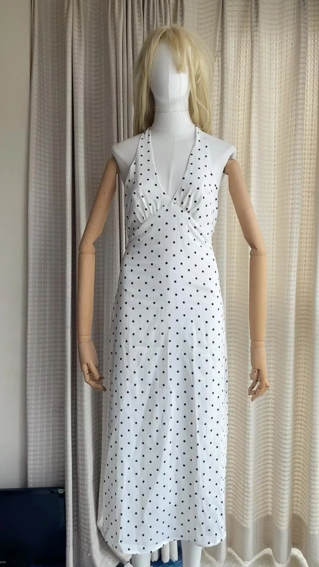 YENKYE Vintage Polka Dot Halter Dresses Women Sexy Backless A-line Holiday  Party Dress Summer Robe - AliExpress 200000345