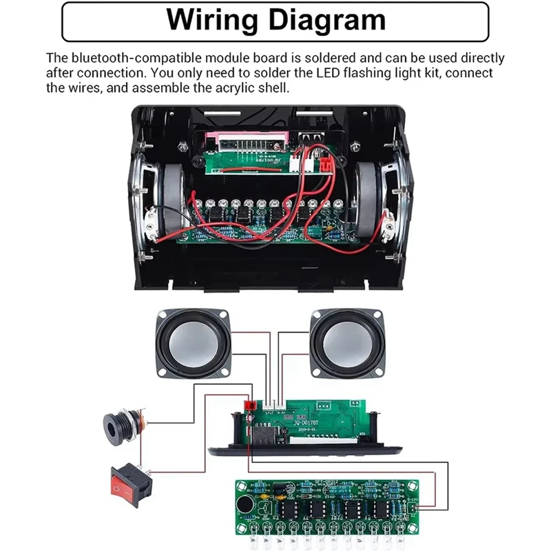 DIY Bluetooth Speaker Kit LED FM Radio USB Home Sound Amplifier With Digital Display Soldering Project Practice