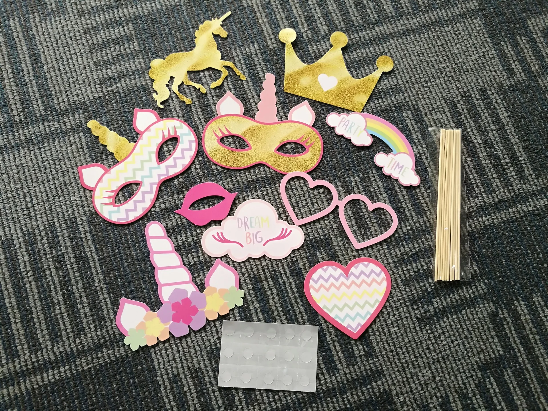 12pcs Pink Golden Party Photobooth Props Unicorn Mask Ball Party Supplies Funny Glasses DIY Birthday Baby Shower Photo Props