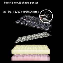 Nail Adhesive Tabs Set - 1200 Pcs Double - Sided Transparent Stickers (Pink Yellow(50sheets)
