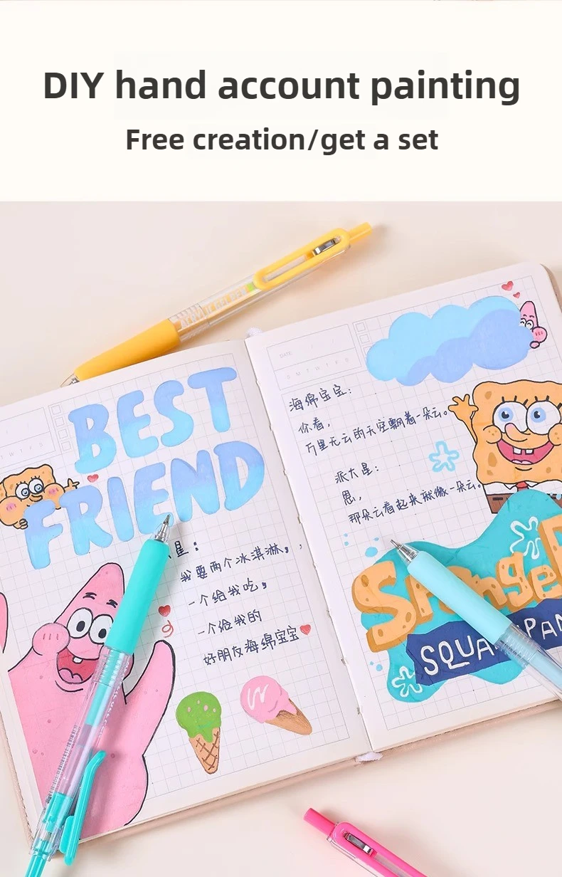 LANGUO 90/6 Colors Press Acrylic Gel Pen Large Capacity 1.0mm Writing Pen Painting Drawing Office School Supplies Stationery