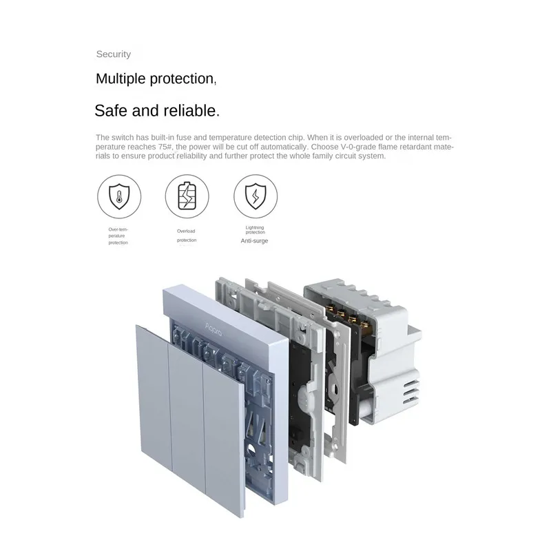 Aqara 스마트 벽 스위치 H1M, 중립 MARS-Tech, 6 가지 색상, 무선 키 라이트 스위치, Zigbee, 홈키트용 다중 제어 모드