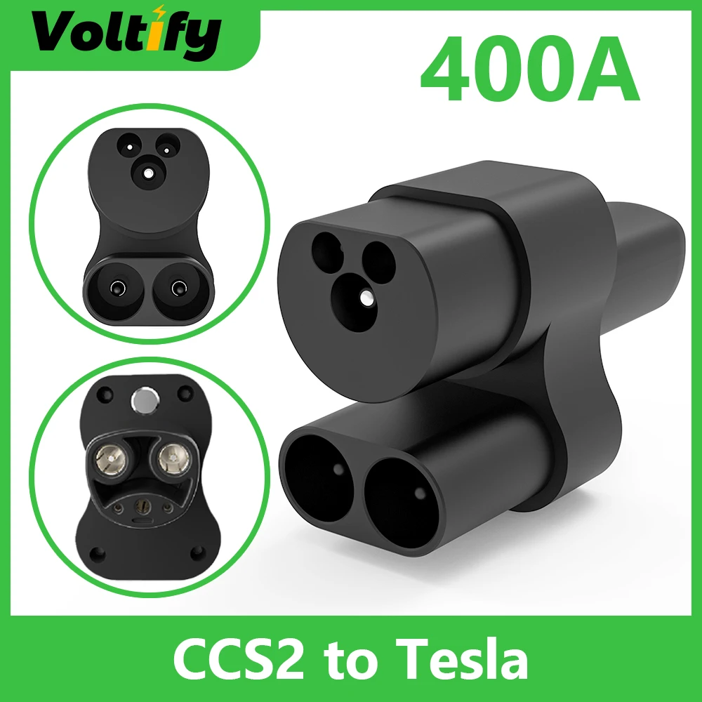 Адаптер для зарядки CCS 2-Tesla EV, 400A, адаптер для зарядки электромобиля, преобразователь для автомобильного зарядного устройства CCS2 в адаптер Tesla