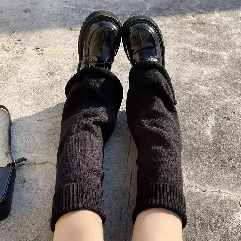 

Шерстяное покрытие для ног, носки, вязаные осенние манжеты для рук, теплые зимние гетры для ног, гетры для ботинок, большая расклешенная Лолита, длинные женские вязаные крючком