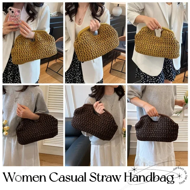 Elegant Woven Raffia Clutch Bag - Summer Fashion Handbag for Evening & Travel
