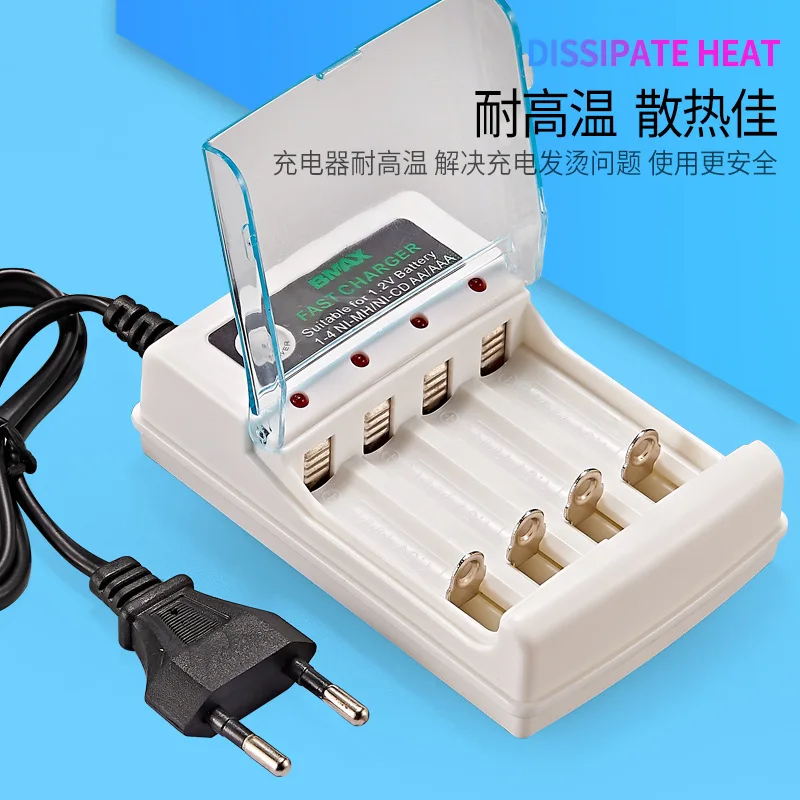 4Slot Charger AA / AAA Battery Charger Ni-MH Battery Charger For 1.2V Rechargeable Battery Charger with Cover Protection Adapter