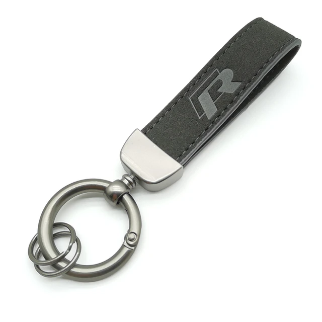 Porte-clés de voiture en cuir suédé avec logo VW R, chaîne continent en  métal, style créatif, cadeau unisexe, pendentif F1, accessoires de course