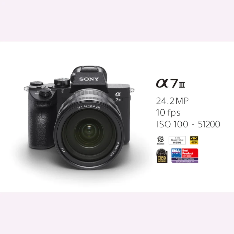 Sony-cámara Digital compacta profesional sin Espejo, marco completo, para  fotografía, 24,2 MP, 4K, 10fps, A7III, A7M3